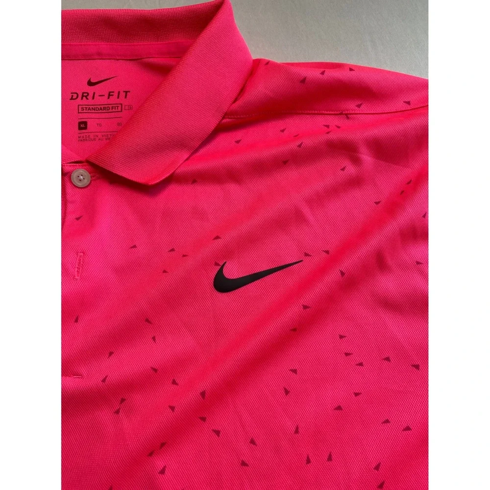 Nike Dri-FIT Mens Golf Polo Shirt Neon Pink Geometric Print CU9841-639 XL